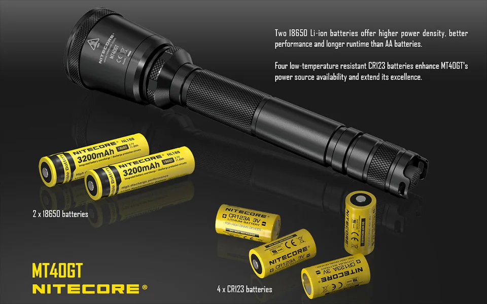 NITECORE MT40GT CREE XP-L HI V3 светодиодный фонарик 1000 люменов 618 м луч дистентный поисковые огни Светодиодный фонарик