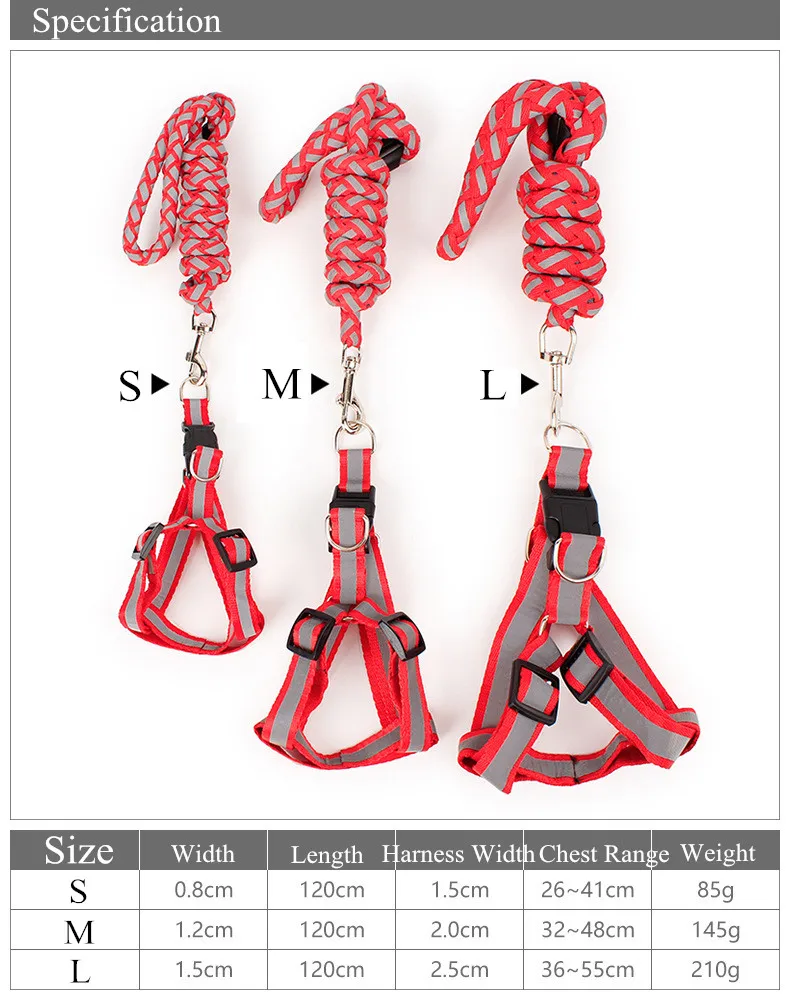 Pet Dog Harness and Leash Set Reflective Nylon Adjustable Small Dog Harness Traction Rope Set for Small Medium Dog  (8)