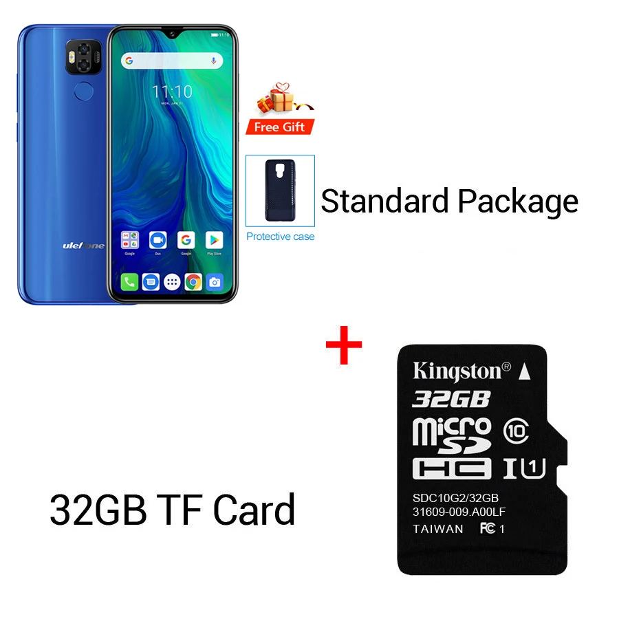 Мобильный телефон Ulefone power 6 19:5:9 FHD+ 6,3 ''Face ID Android 9,0 MTK67635V Восьмиядерный 4 Гб 64 Гб 6350 мАч NFC OTG - Цвет: Blue N 32GB Card