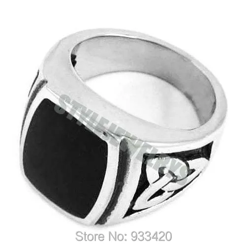 claddagh Стиль Кельтский Узел черное кольцо Нержавеющая сталь Jewelry Мода Египетский узор Двигатель Байкер Для мужчин кольцо swr0354