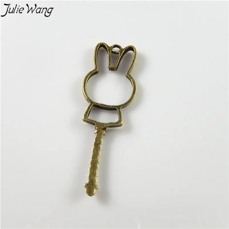 Julie Wang 15 шт полые милый кролик кулон бронзовый тон Шарм Для DIY Винтажные Ювелирные