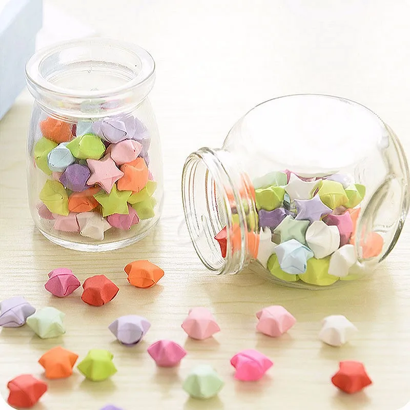 

90PcFolding Best Wishes Candy Colors Origami Lucky Wish Star Paper Strips Paper