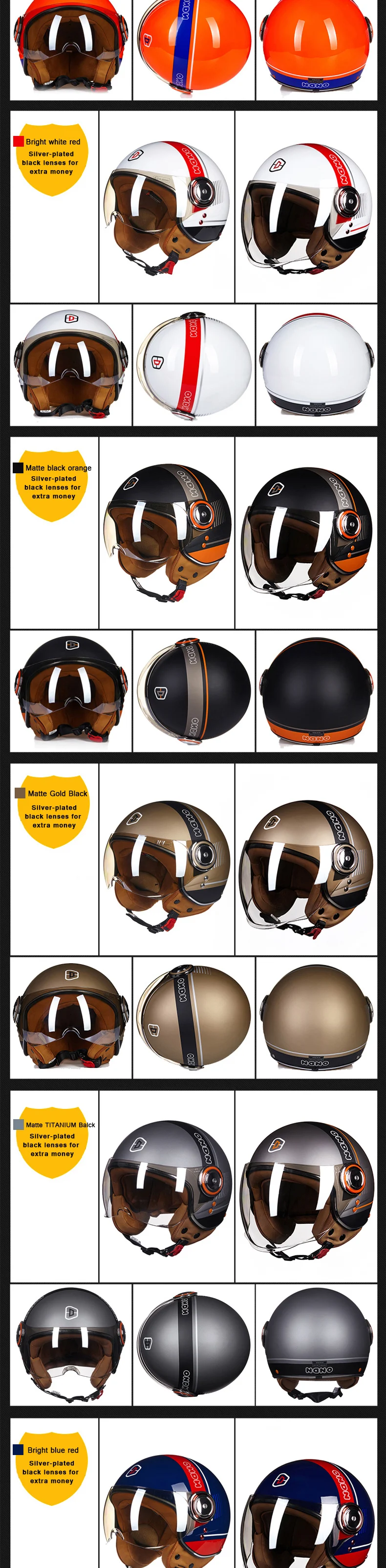 BEON B110B с открытым лицом 3/4 мотоциклетный шлем Casco Capacete, винтажный Ретро шлем, шлем для скутера ECE