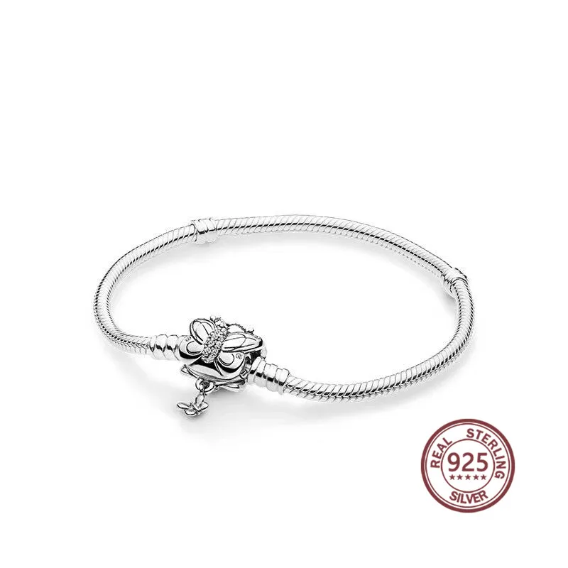 

Silver Butterfly Flying 925 sterling silver bracelet 597929CZ Special DIY bangle luxury jewelry 2019 New fit pan charm