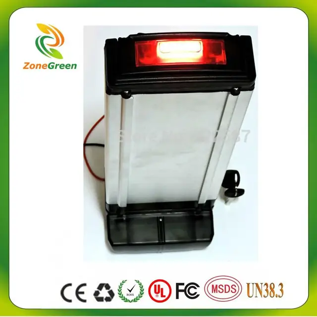 36v10ah rear rack battery silver housing ncm lithium ion eb electric