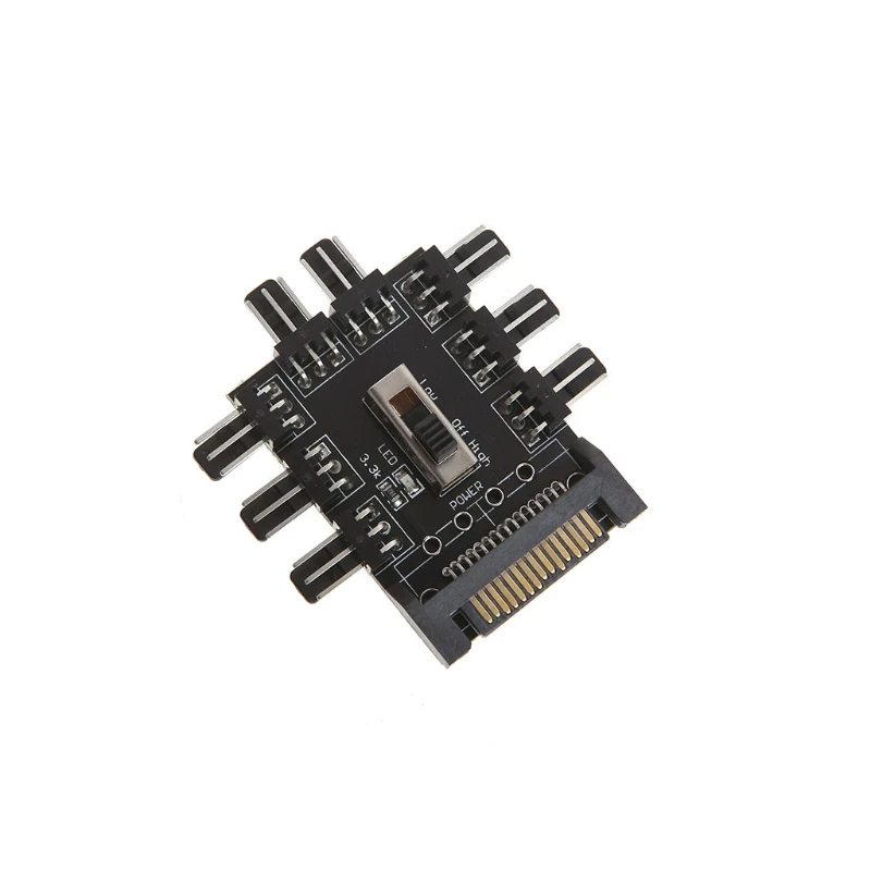 Компьютер SATA 1 8 Way сплиттер Вентилятор охлаждения концентратор 3 Pin 12V адаптер