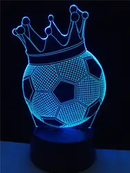 Новые спортивные Корона Футбол футбол 3D светодиодный светильник USB Многоцветный Главная Вечерние Атмосфера декоративные освещение