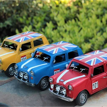 

Shabby Chic Craft Handmade British Flag Tin SUV Model Shooting Props Metal Craft Home Decration