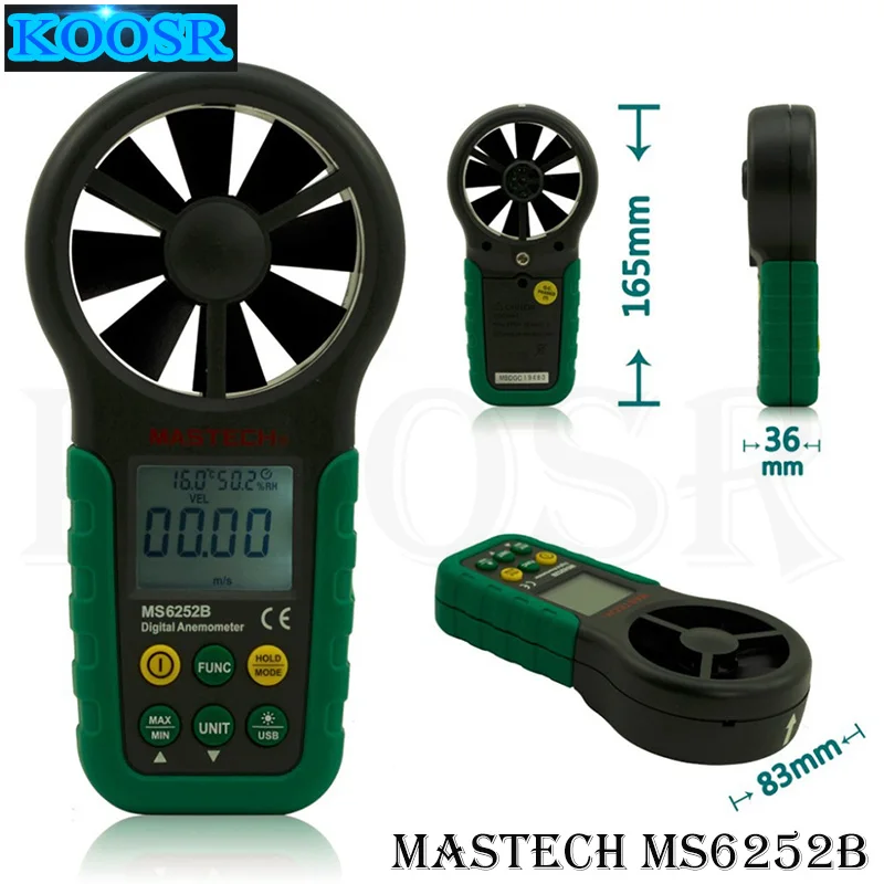 SynkTech MS6252B Digital Anemometer Wind Speed Air Volume Measurement USB Data 