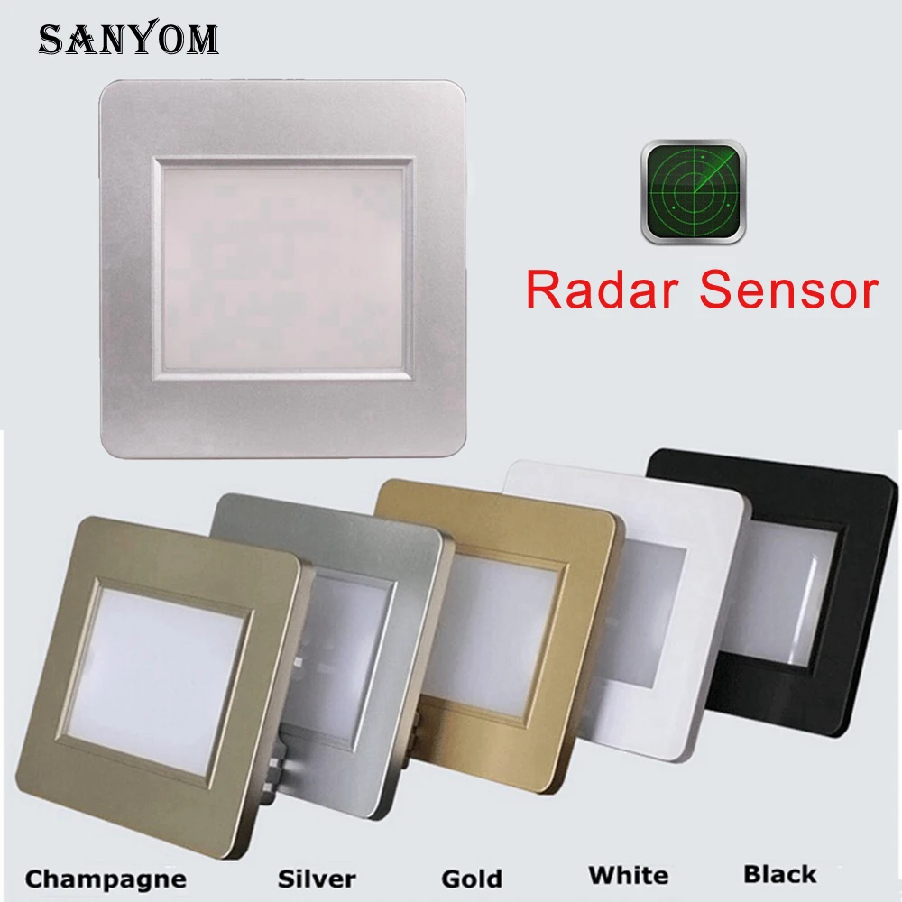 SANDIY 벽 조명 레이더 감지 계단 조명, 오목한 모션 센서, Sconce Led 야간 램프, 계단 로비 거실 장식