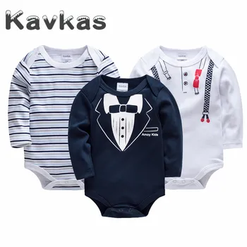 

Kavkas 2020 3 pcs/lot Baby Clothes Cartoon Long Sleeve Cotton Spring Autumn 0-24 months Baby Rompers Newborn Boys Girls Clothing