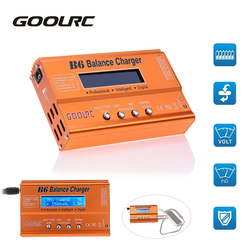 GoolRC Радиоуправляемый Дрон части B6 Мини Многофункциональный Баланс Зарядное устройство Dis зарядное устройство для LiPo Lilon LiFe NiCd NiMh Pb батарея