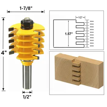 

1/2 Inch Shank Wood Router Drill Bit Rail and Stile Finger Joint Glue Router Bit