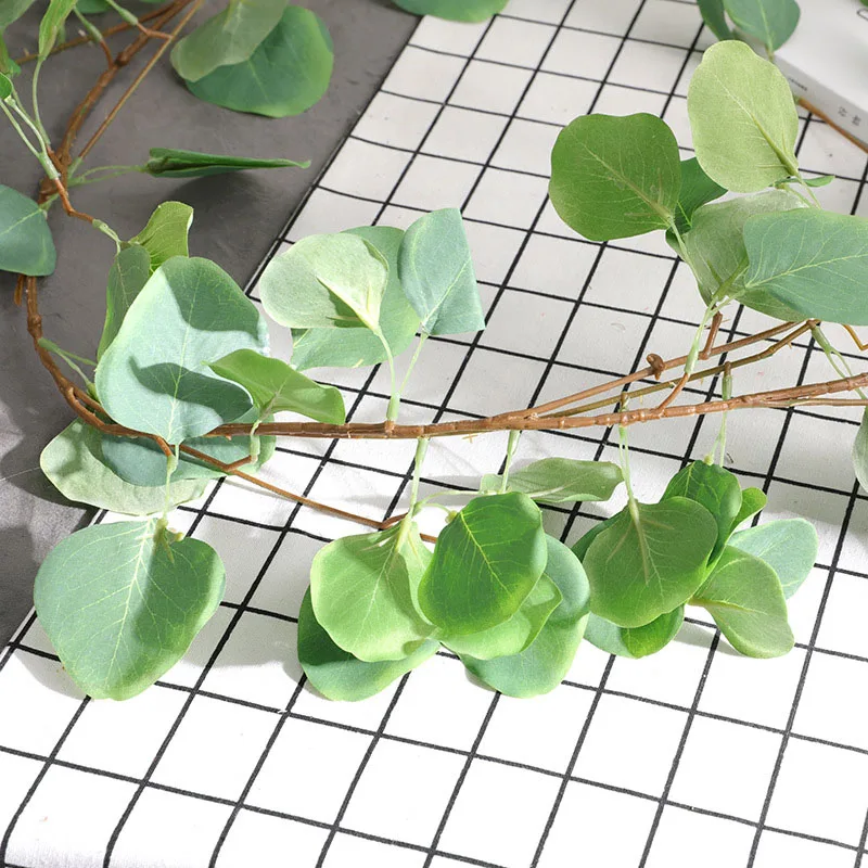 

2M Artificial Vine Simulated Fake Eucalyptus Round Leaves Artificial Vine Rattan DIY Garland Home Wedding Decor