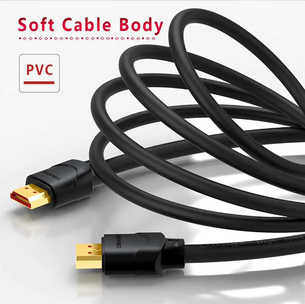 SAMZHE hdmi cable мягкий кабель HDMI к HDMI 2.0 позолоченные hdmi кабель 4 К* 2 К ультра высокие Разрешение для TV Blu-Ray игровое поле roku displayer 1m 1.5m 2m 3m 5m 8m