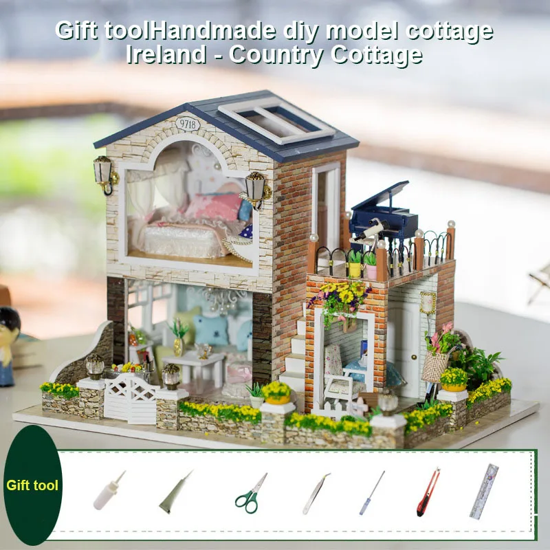 Miniature Dollhouse DIY Handcraft Kit Furnitures Wooden House Country House BM88