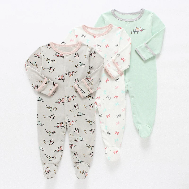 Baby Girl Romper Newborn Sleepsuit Flower Baby Rompers 2019 Infant Baby Clothes Long Sleeve Newborn Jumpsuits Baby Boy Pajamas