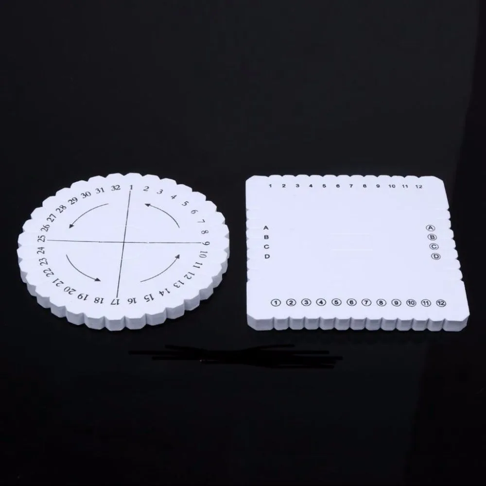 

2Pcs Round Square Kumihimo Beading Cord Disc/Disk Braiding Plate DIY Braided