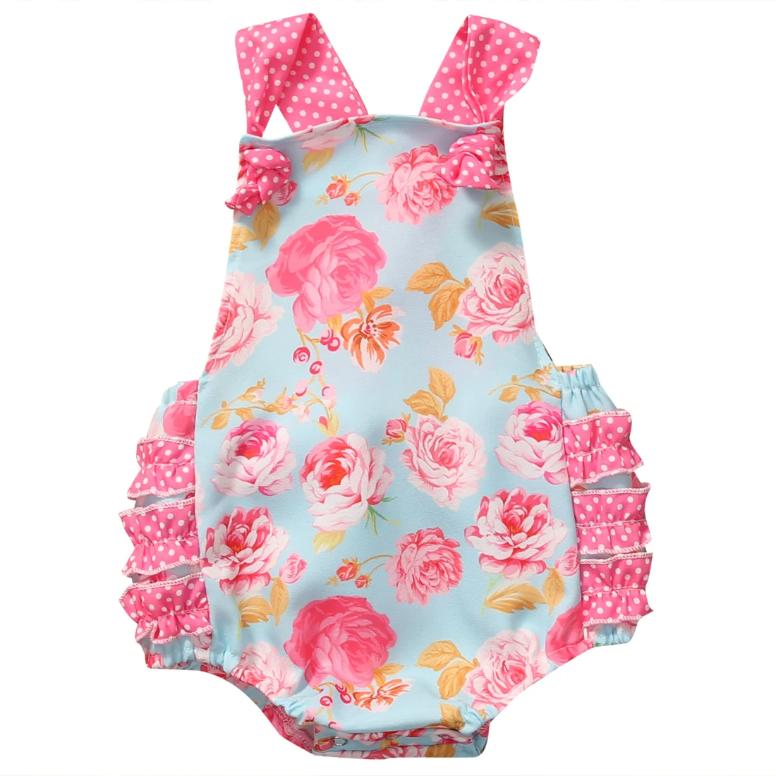 Babies Girls Floral Ruffles Bodysuits Super Cute Flower Newborn Baby