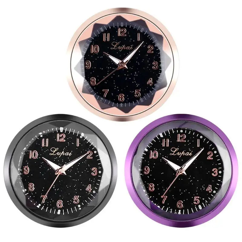 

BZ847 Car Decoration Clock Timepiece Auto Interior Ornament Sticker Watch Quartz Clock Luminous Mini Automotive Accessory Gift