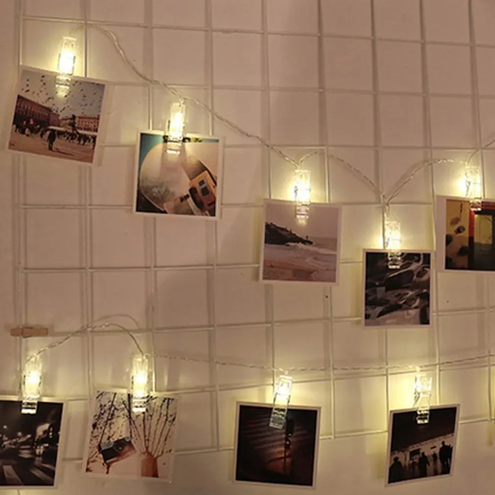 

10 LED Photo Clip Holder LED String Lights For Christmas New Year Party Wedding Home Decoration Fairy Lights Battery Operated