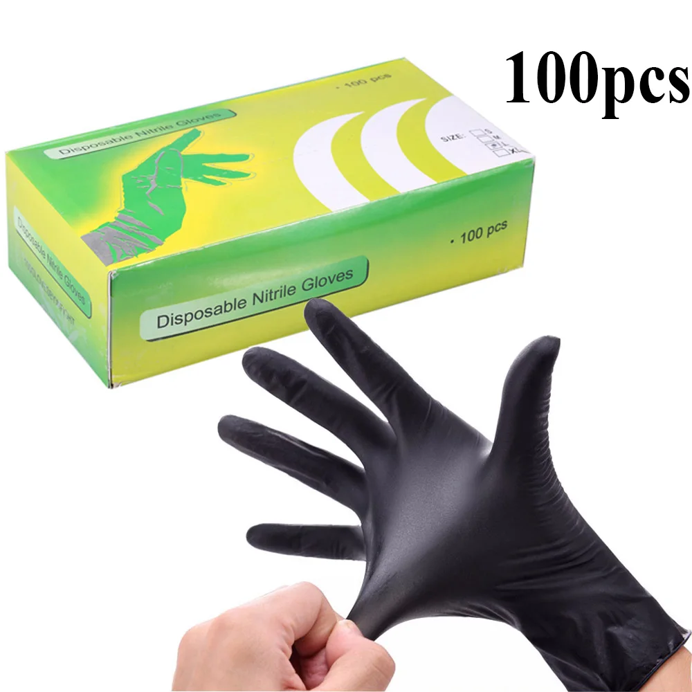 

100Pcs L M S Size Black Latex Tattoo Gloves Disposable Waterproof Non-toxic Tattoo Gloves Finger Protector Tattoo Accessories