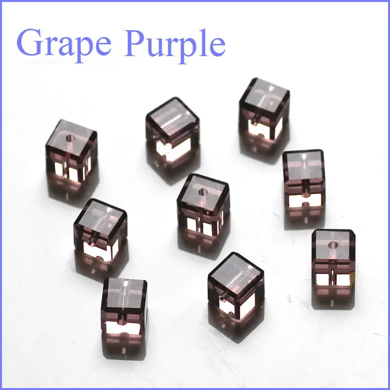 Разноцветные кубические хрустальные бусины 8 мм(100 шт./лот), хрустальные квадратные стеклянные бусины, свадебные украшения, бусины для браслетов - Цвет: GP grape purple