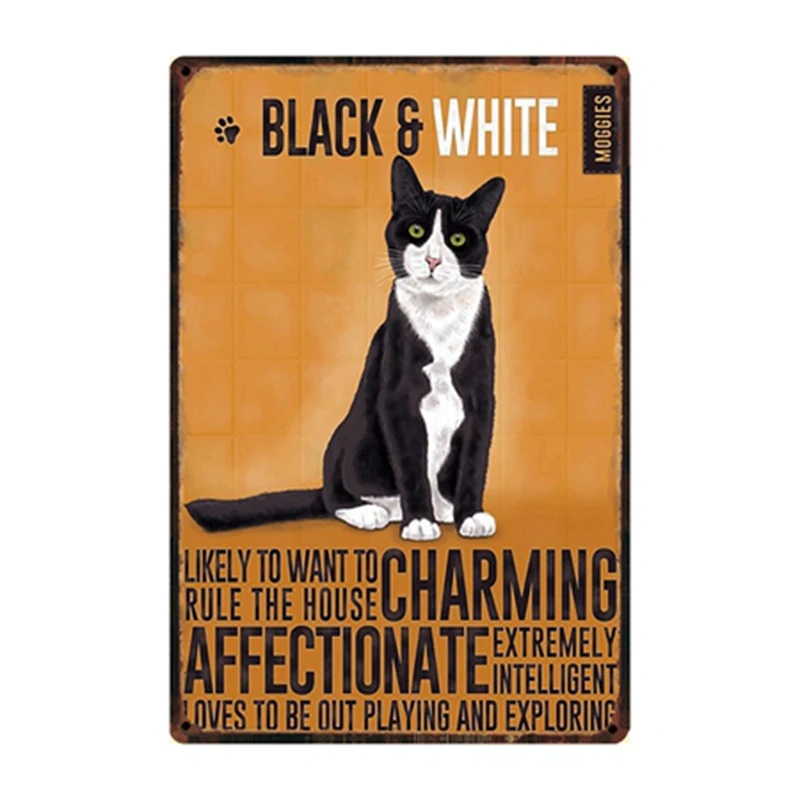 [Kelly66] черная кошка и счастливые кошки металлический знак Олово плакат домашний Декор Бар настенная живопись 20*30 см размер Dy47 - Цвет: y-2156