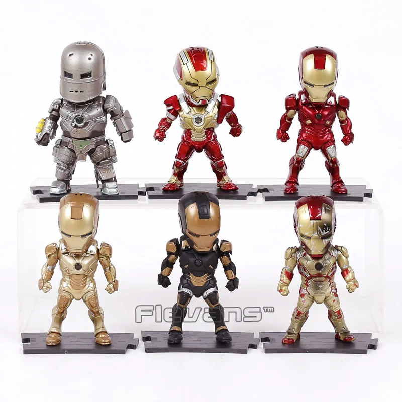 Egg Attack Iron Man Light & Action Function Iron Prtriot MK42 43 22 24 2 PVC Action Figures Collectible Model Toys 9cm 6pcs/set