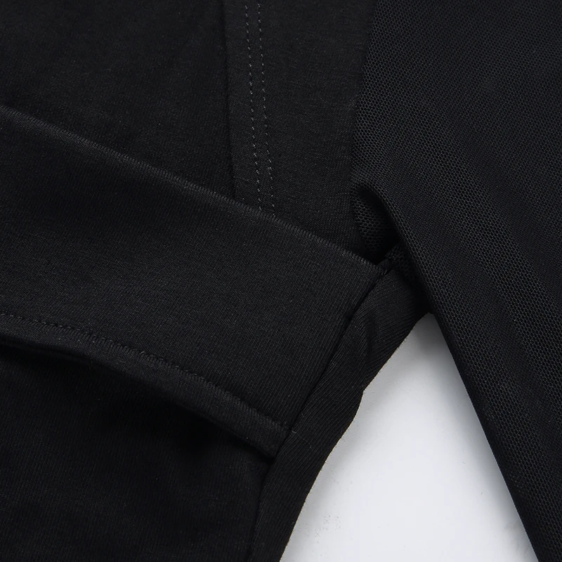 Sweetown Black Le Palais винтажный укороченный топ, рубашка с квадратным воротником, расшитая блестками, футболка, Femme Mesh Patchwork, драпированная футболка с длинным рукавом