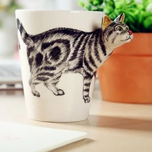 3D creativo Taza De Café De Cerámica Taza Linda de Los Animales de Forma Artesanal de Café Té con Leche Taza De Agua Potable Gato Atigrado