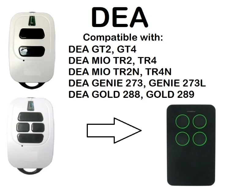 

DEA GT2, GT4 Compatible Remote Control Rolling code 433.92MHz.