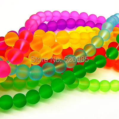 Mix Color Dull Polish Fluorescent Round Iridescent Neon Glass Spacer Beads  4 6 8 10 Mm For Diy Necklace&bracelet Gb055 - Beads - AliExpress