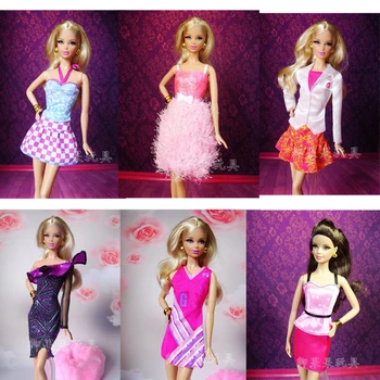 

18items=6pcs dress+6pair shoes+6pcs accessories free shipping Doll's evening Dress Clothes Gown For barbie dolls