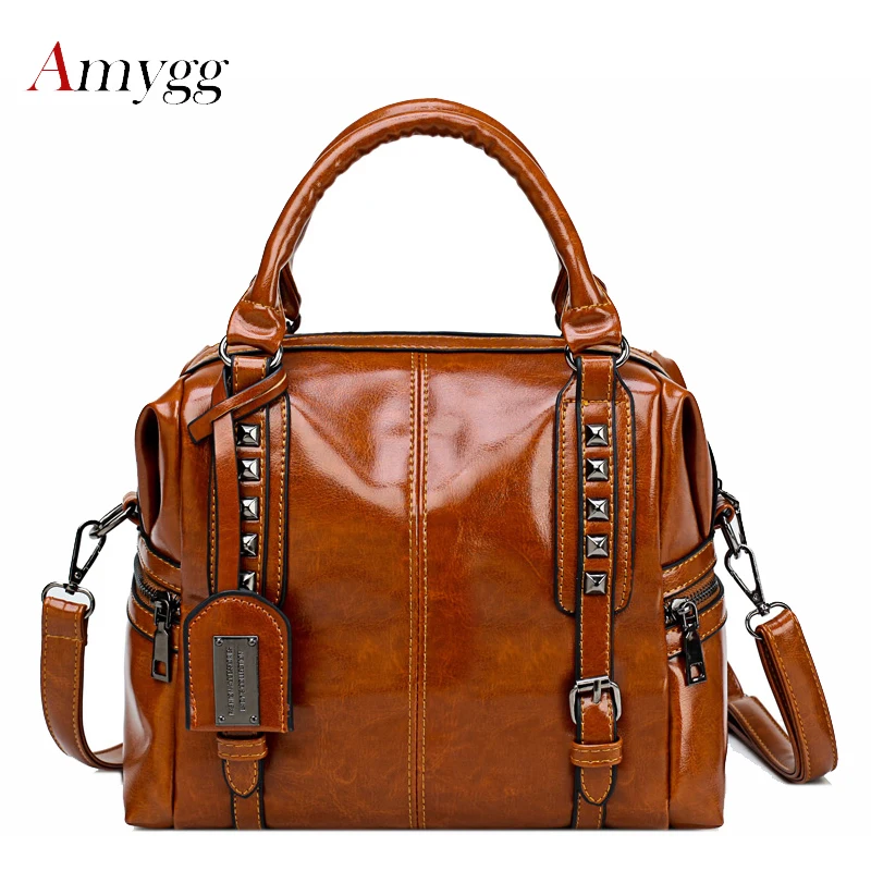 

Wax Oil Leather Bag Ladies Hand Bags Women Leather Handbag Designer Handbag High Quality Woman Bag Women Famous Brand Sac A Main