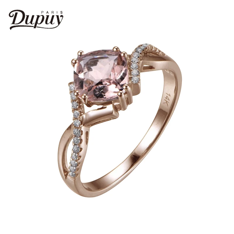 

Dupuy New Diamond Ring 14K Gold Authentic Promise 0.12ctMorganite Ring Love Marriage Ring Ladies Jewelry Accessories D180066