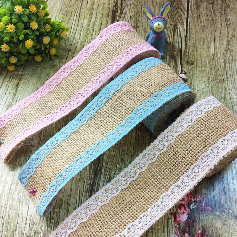 

3 Colors 2M Fashion Country Vintage Bouquet Accessories Favors Event Wedding Party Supplies Decoration Jute Burlap Roll Ribbon