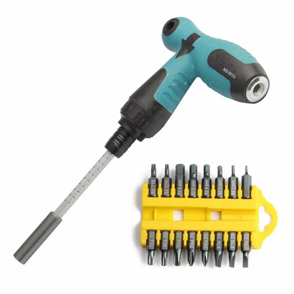 17PCS/Set Ratchet Screwdriver Set T Type Wrench S2 Bit Multifunction Hand Tool Sets Screw Bolt Driver