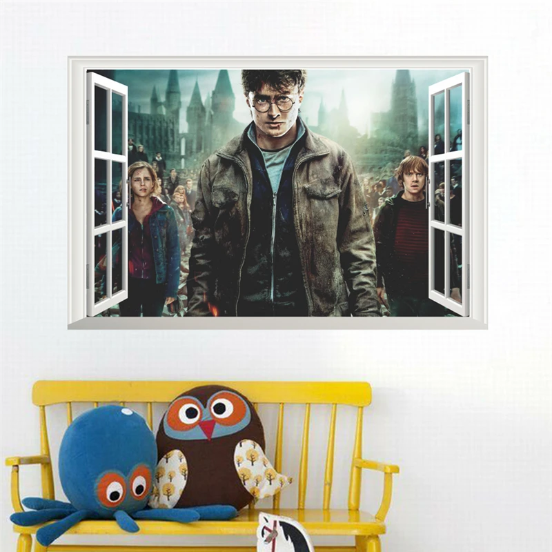 3d Волшебное окно Гарри Поттера 50*70 см настенные наклейки для детской комнаты домашний Декор ПВХ декоративные настенные наклейки Фреска Искусство Diy плакат