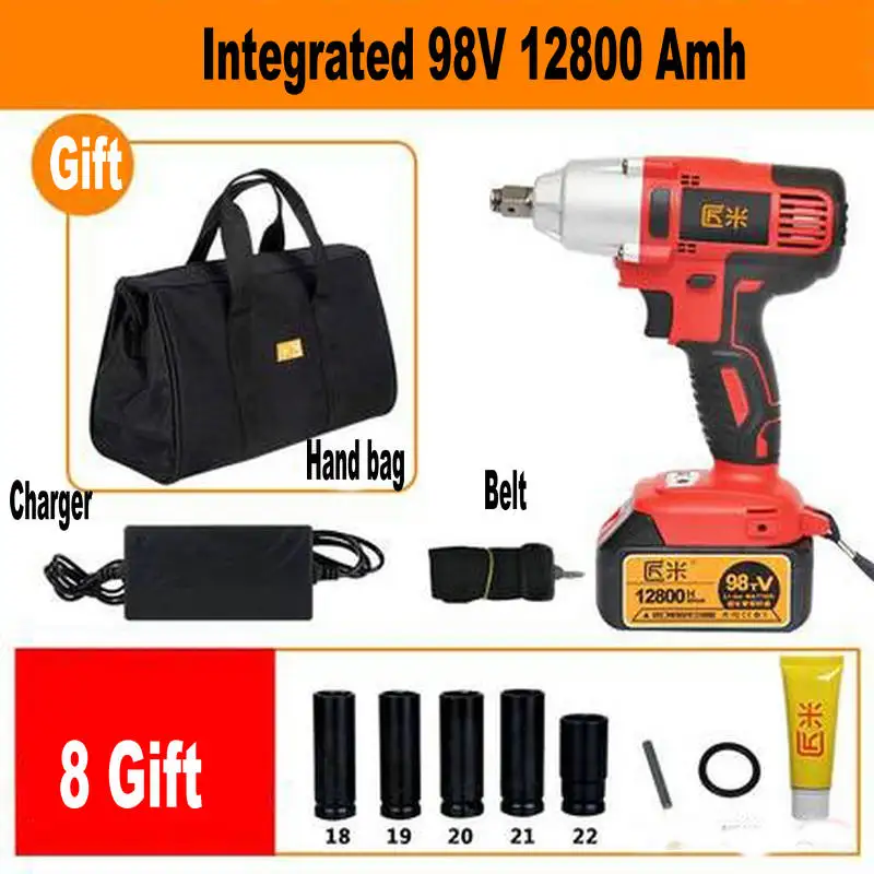 98TV 12800amh 21V Cordless Electric Wrench Drill Impact Socket Wrench