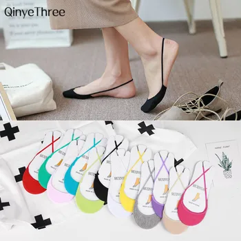 

1 Pair New Women Spring Summer Sling Invisible Socks 100% cotton Soft Thin Sock Half Palm Without Heel Candy color Girls Ladies