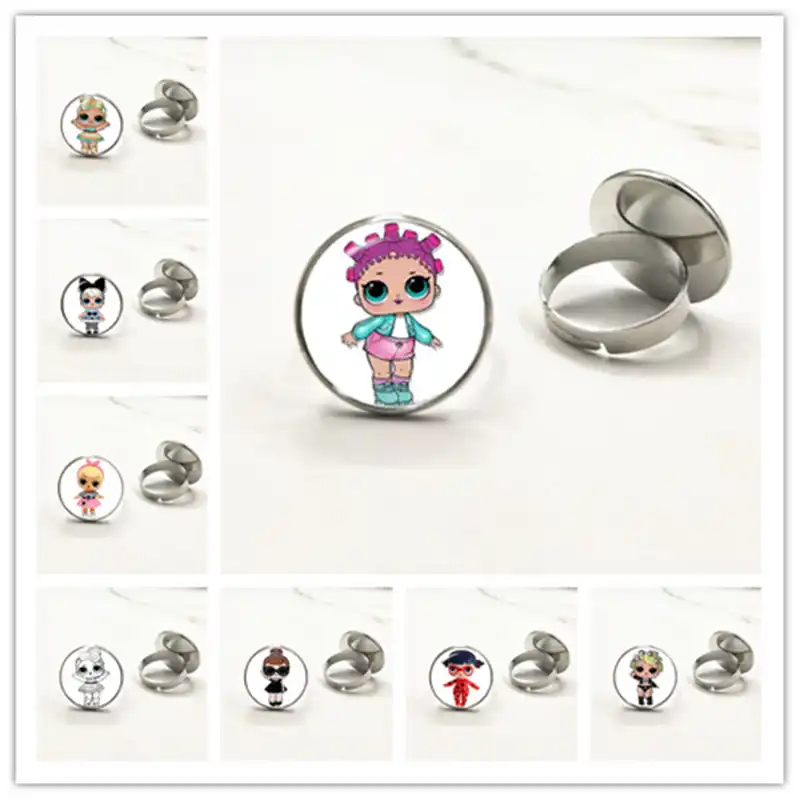 Мультяшные куклы LOL кольца милые детские блестящие платья принцессы куклы стекло кольцо с куполом аниме для детей подарок на день рождения