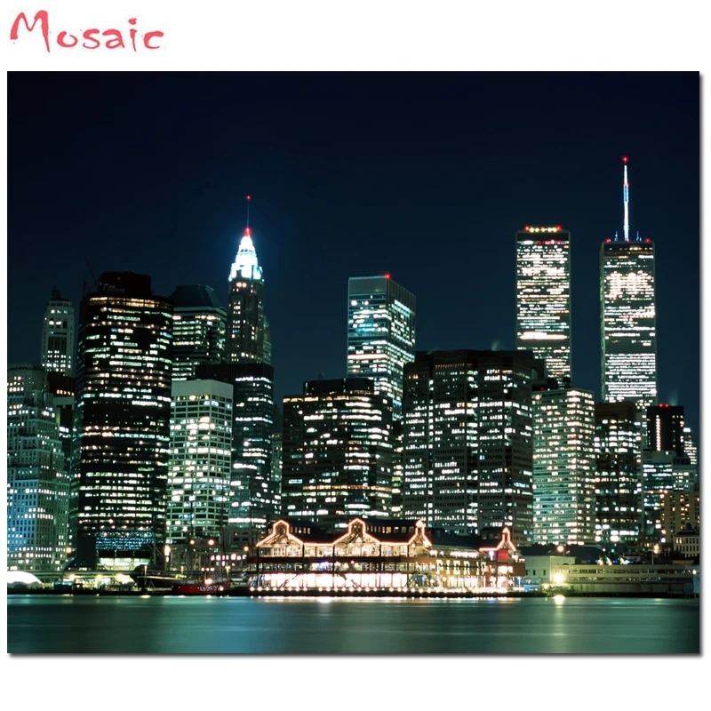

5d Diy Diamond painting City lights of New York scenic Diamond embroidery 5d round diamond mosaic full square round drill