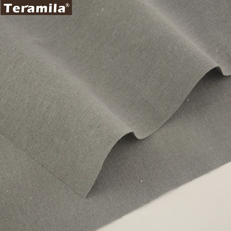 Solid Grey Color Home Textile Cotton Linen Fabric Sewing Material Tissu Tablecloth Pillow TERAMILA Bag Curtain Cushion Pillow CM