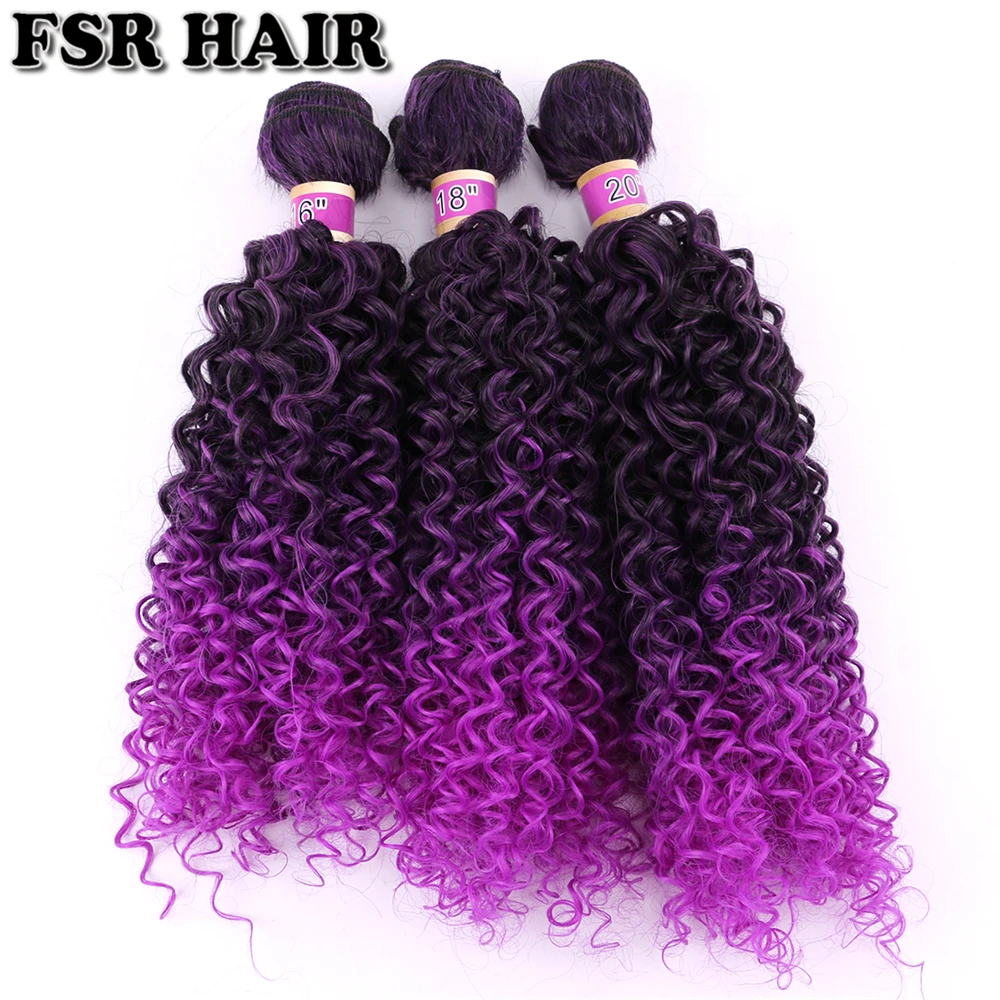 Afro Crespo Encaracolado Ombre Cor do Cabelo Preto para Verde 16 18 20 & 22 Disponível 70 G/peça Extensão do Cabelo Sintético 20 Tecer sintético