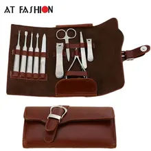 Новинка; 10 шт. маникюрный набор крюк Golden Eagle для ногтей педикюрные ножницы Medicure инструмент для чистки ушей серп Красота Уход за лошадьми инструменты с кожаной сумкой