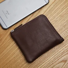 Lanspace hombres carteras hechas a mano monederos titulares de marca informal cremallera monedero