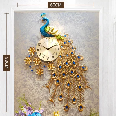 Reloj de pared de pavo real, reloj de cuarzo creativo silencioso para sala de estar, reloj de pared europeo para el hogar Reloj de pared de pavo real, reloj de cuarzo creativo silencioso para sala de estar, reloj de pared europeo para el hogar