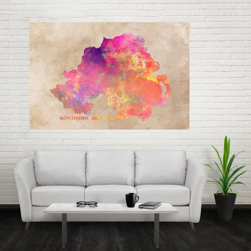 Северной карта Ирландии арт Гостиная Wall Art Картина на холсте для домашнего декора