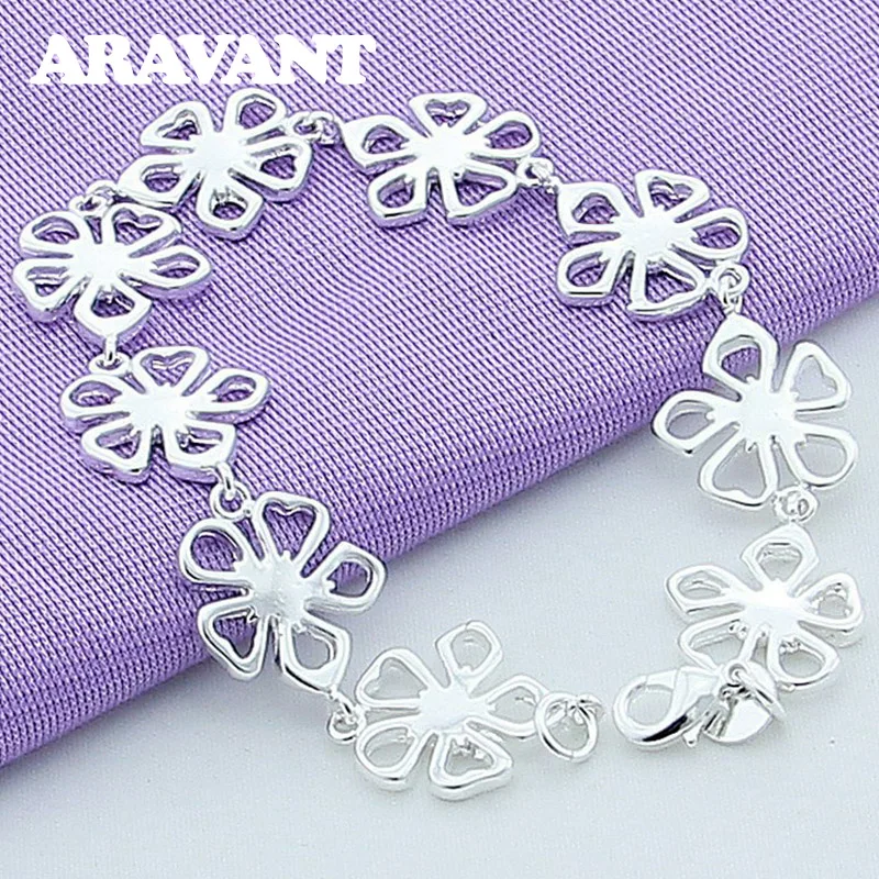 

New Design 925 Silver Jewelry Romantic Flowers Bracelet Chains For Women Fashion Jewelry